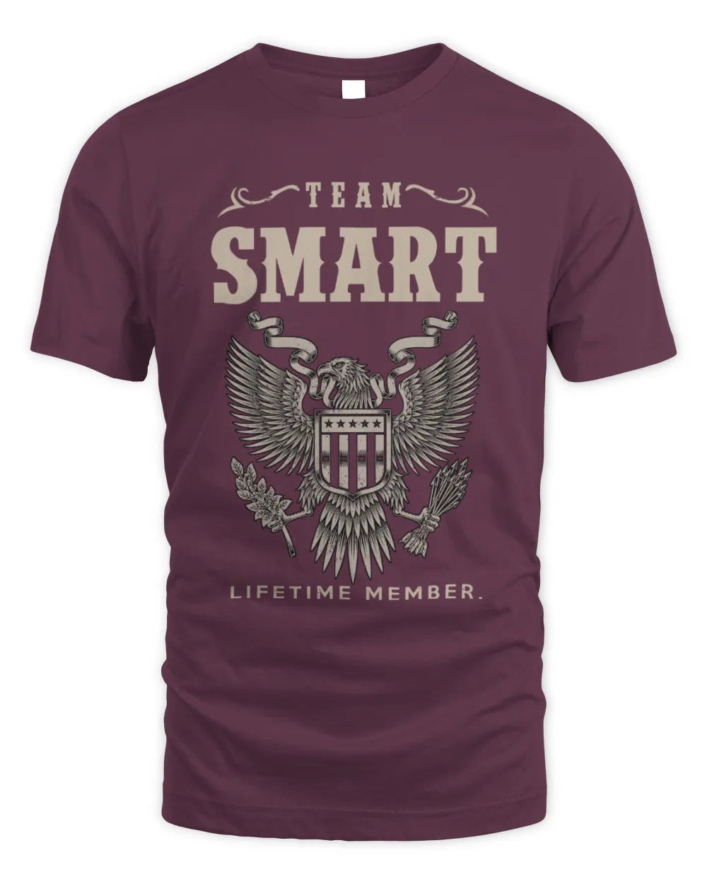 SMART TP06-K82 – Personalized Classic Style Apparel “Team NAME Lifetime Member” - Unisex Standard T-Shirt - Maroon