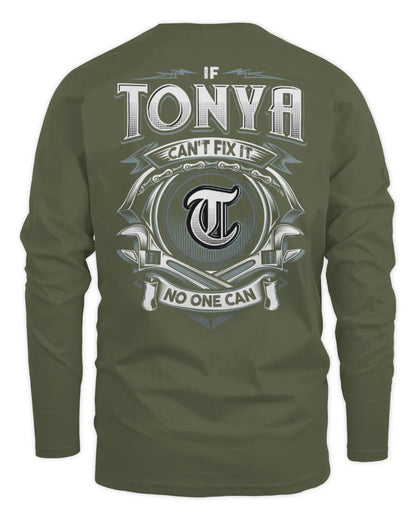 TONYA AP81-K4-626 - Personalized Ahmed Quote Apparel “If Ahmed Can't Fix It, No One Can” - Men's Long Sleeved T-Shirt - Military Green