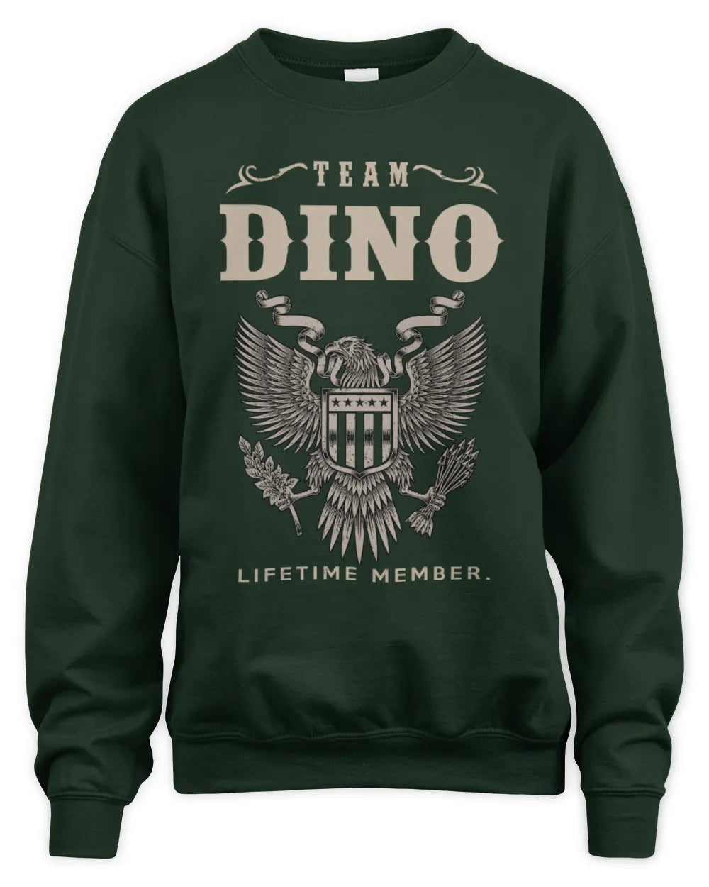 DINO TP06-K82 – Personalized Classic Style Apparel “Team NAME Lifetime Member” - Unisex Sweatshirt - Forest Green