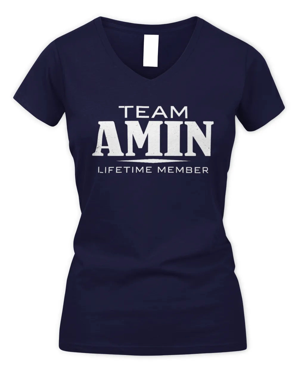AMIN BL62-K4-128 - Personalized “Team NAME Lifetime Member” - Women's V-Neck T-Shirt - Navy