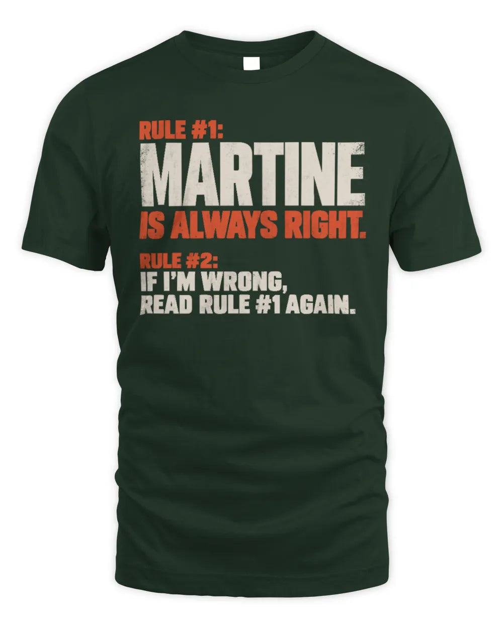 MARTINE NP1-H006 
Always Right Personalized Name T-Shirt – Funny Custom Name Shirt - Unisex Standard T-Shirt - Forest Green