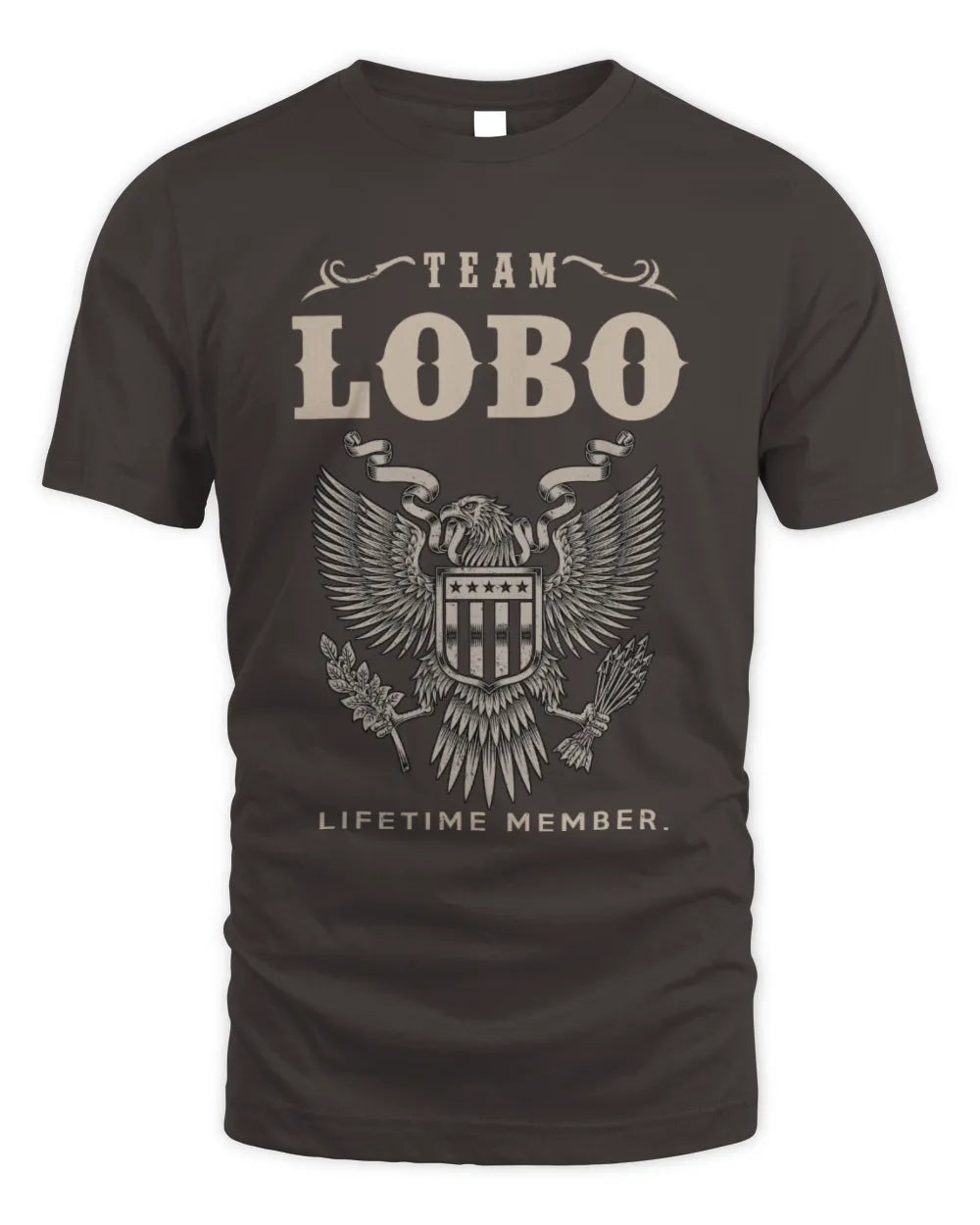 LOBO TP06-K82 – Personalized Classic Style Apparel “Team NAME Lifetime Member” - Unisex Standard T-Shirt - Dark Chocolate