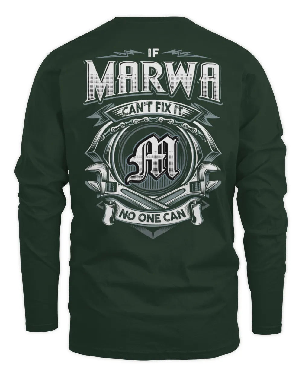 MARWA AP81-K4-626 - Personalized Ahmed Quote Apparel “If Ahmed Can't Fix It, No One Can” - Men's Long Sleeved T-Shirt - Forest Green