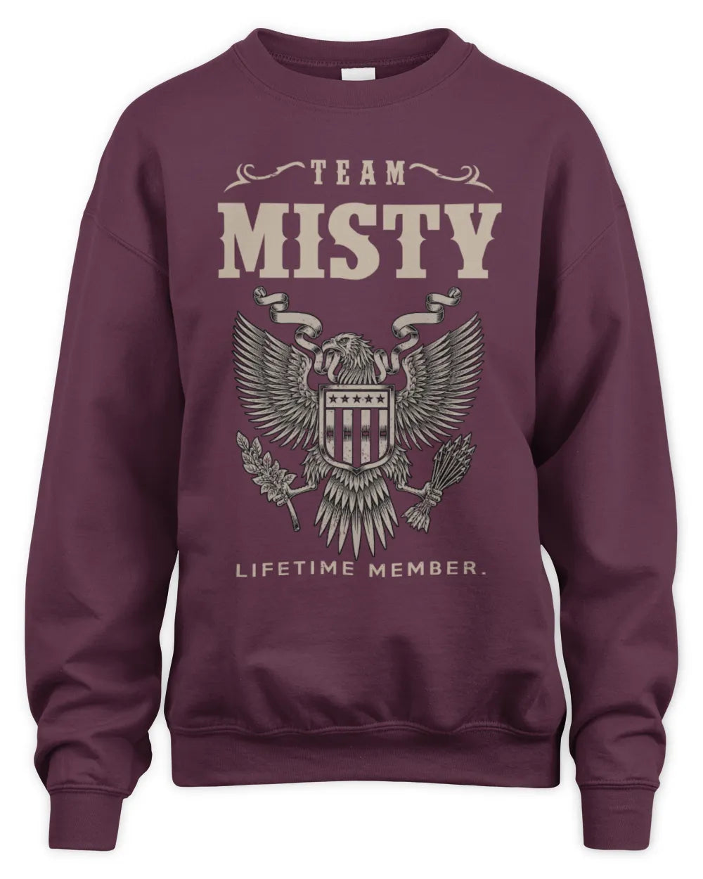 MISTY TP06-K82 – Personalized Classic Style Apparel “Team NAME Lifetime Member” - Unisex Sweatshirt - Maroon