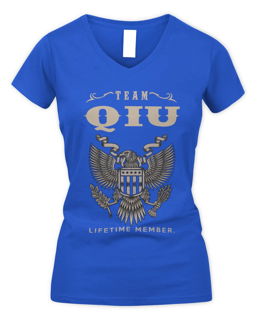 QIU TP06-K82 – Personalized Classic Style Apparel “Team NAME Lifetime Member” - Women's V-Neck T-Shirt - Royal