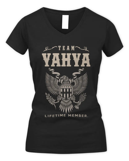 YAHYA TP06-K82 – Personalized Classic Style Apparel “Team NAME Lifetime Member” - Women's V-Neck T-Shirt - Black