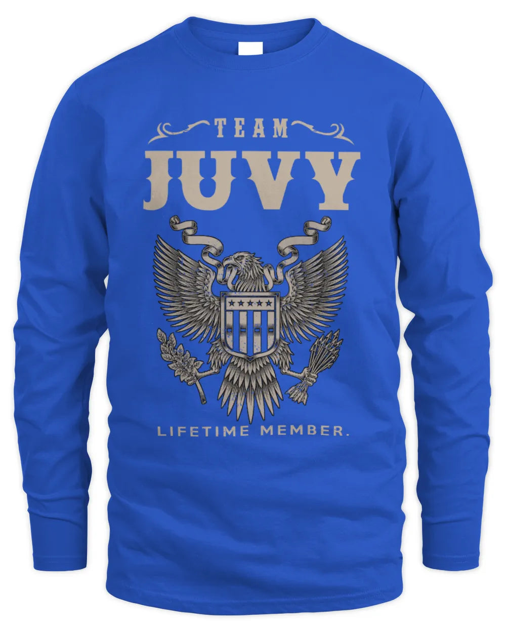 JUVY TP06-K82 – Personalized Classic Style Apparel “Team NAME Lifetime Member” - Men's Long Sleeved T-Shirt - Royal