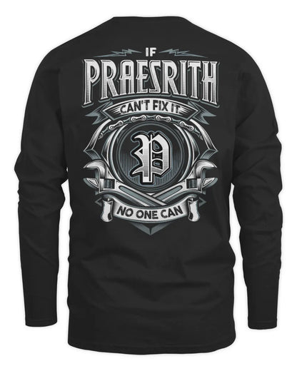 PRAESRITH AP81-K4-626 - Personalized Ahmed Quote Apparel “If Ahmed Can't Fix It, No One Can” - Men's Long Sleeved T-Shirt - Black