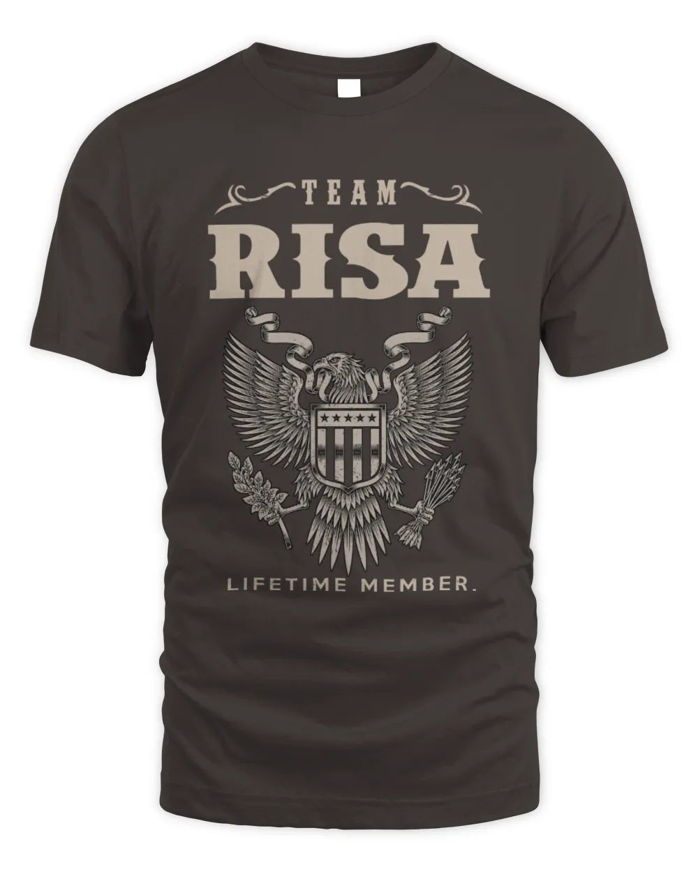 RISA TP06-K82 – Personalized Classic Style Apparel “Team NAME Lifetime Member” - Unisex Standard T-Shirt - Dark Chocolate