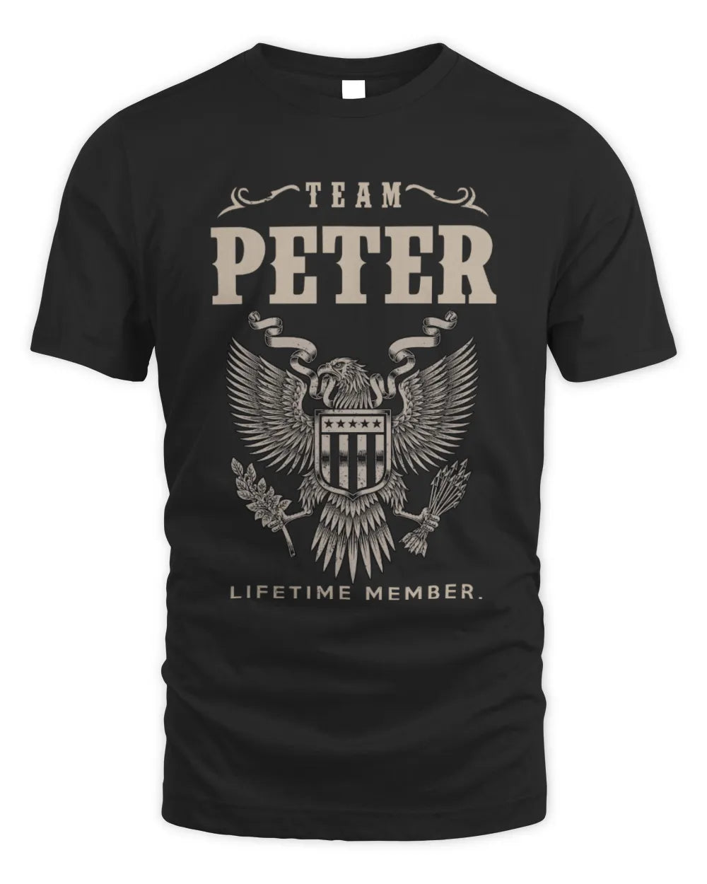 PETER TP06-K82 – Personalized Classic Style Apparel “Team NAME Lifetime Member” - Unisex Standard T-Shirt - Black