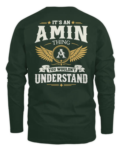 AMIN KT06-M008 It’s a [NAME] Thing – You Wouldn’t Understand | Personalized Vintage T-Shirt - Men's Long Sleeved T-Shirt - Forest Green