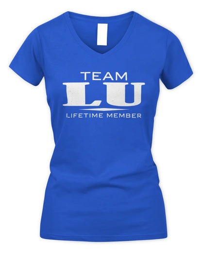 LU BL62-K4-128 - Personalized “Team NAME Lifetime Member” - Women's V-Neck T-Shirt - Royal