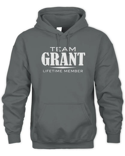 GRANT BL62-K4-128 - Personalized “Team NAME Lifetime Member” - Unisex Hoodie - Charcoal