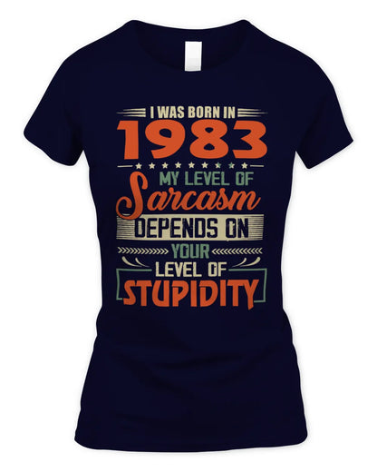 1983 HH89-K2 – Vintage Born to Be Sarcastic T-Shirt - Women's Standard T-Shirt - Navy