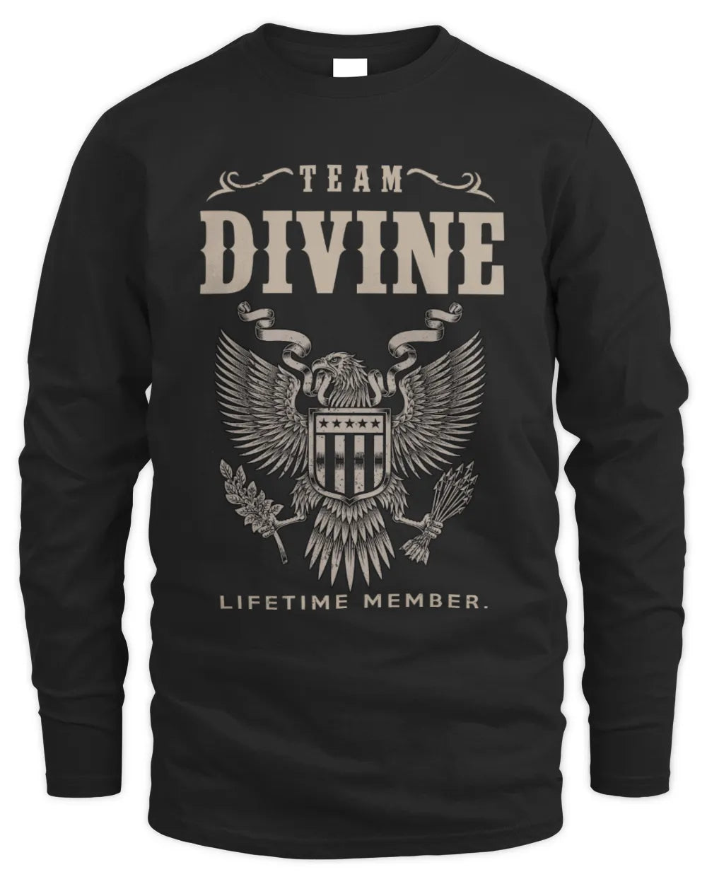 DIVINE TP06-K82 – Personalized Classic Style Apparel “Team NAME Lifetime Member” - Men's Long Sleeved T-Shirt - Black