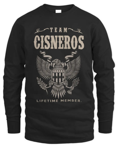 CISNEROS TP06-K82 – Personalized Classic Style Apparel “Team NAME Lifetime Member” - Men's Long Sleeved T-Shirt - Black