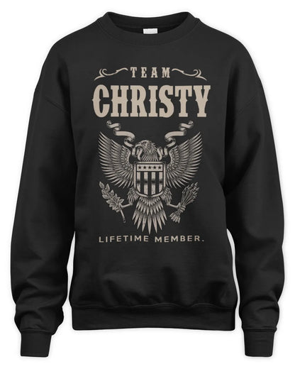 CHRISTY TP06-K82 – Personalized Classic Style Apparel “Team NAME Lifetime Member” - Unisex Sweatshirt - Black