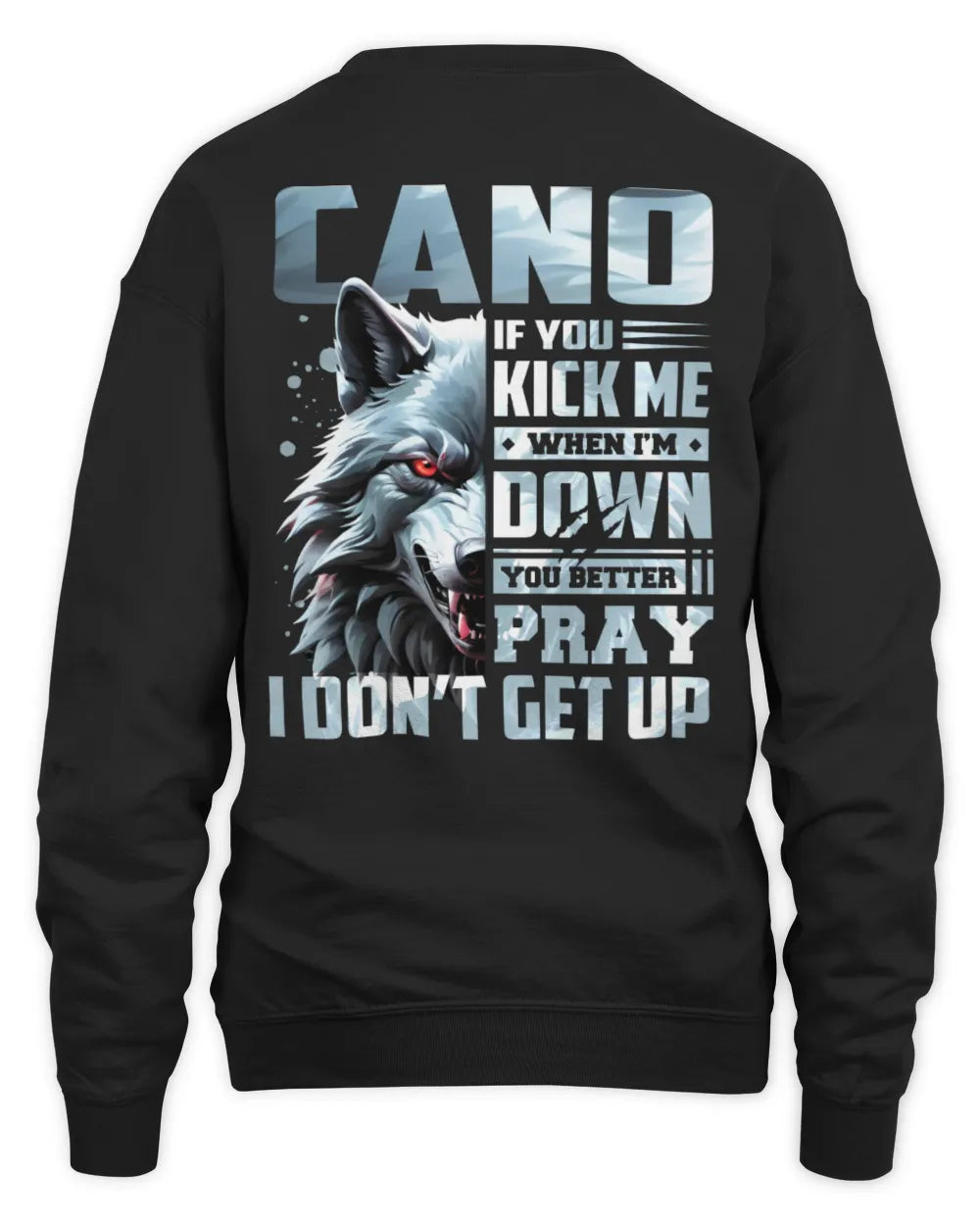 CANO AP62-K4-666 - Personalized Fierce Wolf Quote Apparel “If You Kick Me When I’m Down, You Better Pray I Don’t Get Up” - Unisex Sweatshirt - Black