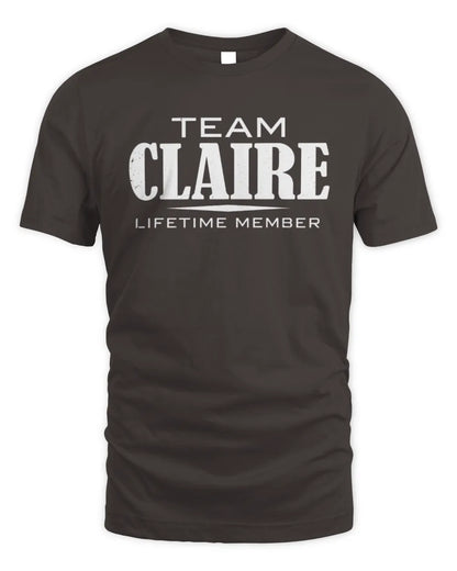 CLAIRE BL62-K4-128 - Personalized “Team NAME Lifetime Member” - Unisex Standard T-Shirt - Dark Chocolate