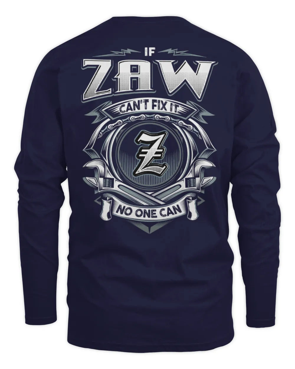 ZAW AP81-K4-626 - Personalized Ahmed Quote Apparel “If Ahmed Can't Fix It, No One Can” - Men's Long Sleeved T-Shirt - Navy