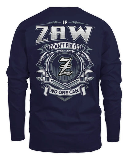 ZAW AP81-K4-626 - Personalized Ahmed Quote Apparel “If Ahmed Can't Fix It, No One Can” - Men's Long Sleeved T-Shirt - Navy