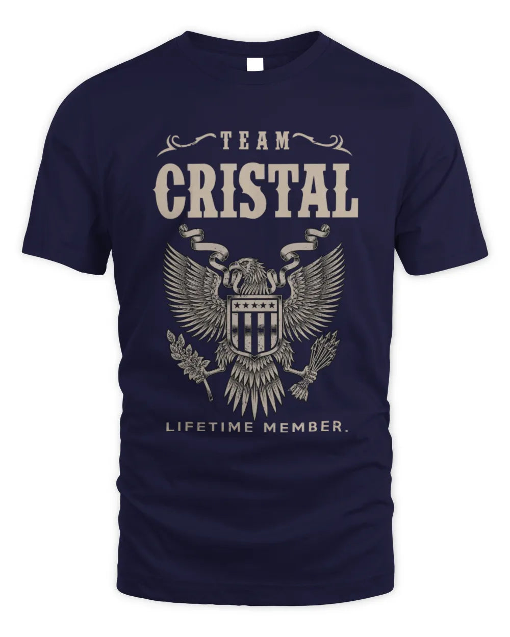 CRISTAL TP06-K82 – Personalized Classic Style Apparel “Team NAME Lifetime Member” - Unisex Standard T-Shirt - Navy