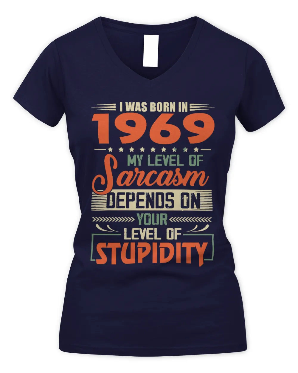 1969 HH89-K2 – Vintage Born to Be Sarcastic T-Shirt - Women's V-Neck T-Shirt - Navy