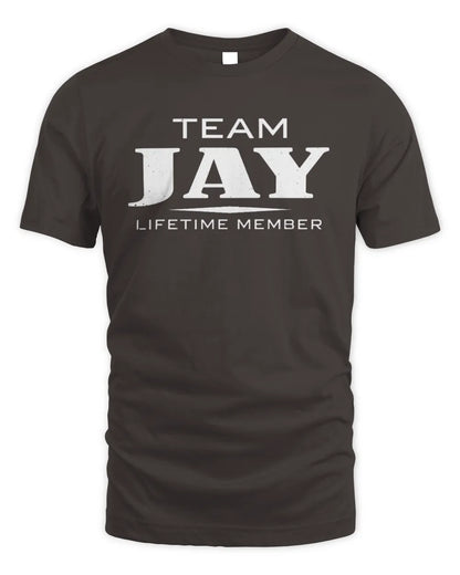 JAY BL62-K4-128 - Personalized “Team NAME Lifetime Member” - Unisex Standard T-Shirt - Dark Chocolate