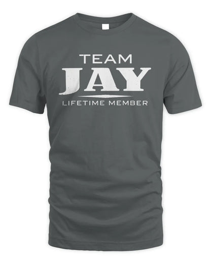JAY BL62-K4-128 - Personalized “Team NAME Lifetime Member” - Unisex Standard T-Shirt - Charcoal
