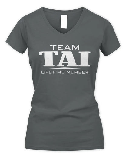TAI BL62-K4-128 - Personalized “Team NAME Lifetime Member” - Women's V-Neck T-Shirt - Charcoal