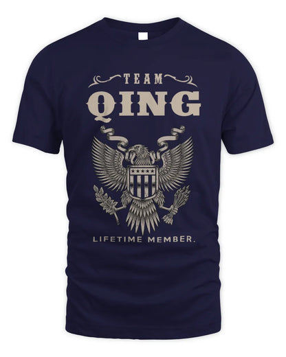 QING TP06-K82 – Personalized Classic Style Apparel “Team NAME Lifetime Member” - Unisex Standard T-Shirt - Navy
