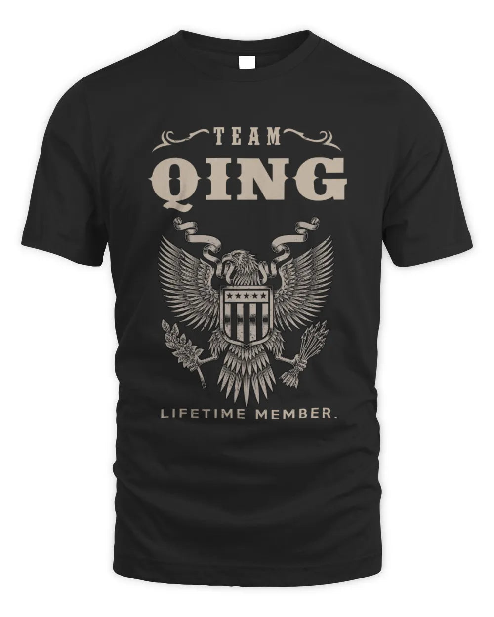 QING TP06-K82 – Personalized Classic Style Apparel “Team NAME Lifetime Member” - Unisex Standard T-Shirt - Black