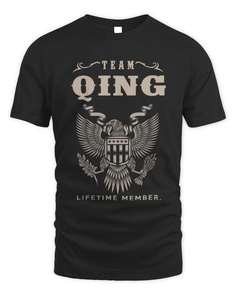 QING TP06-K82 – Personalized Classic Style Apparel “Team NAME Lifetime Member” - Unisex Standard T-Shirt - Black