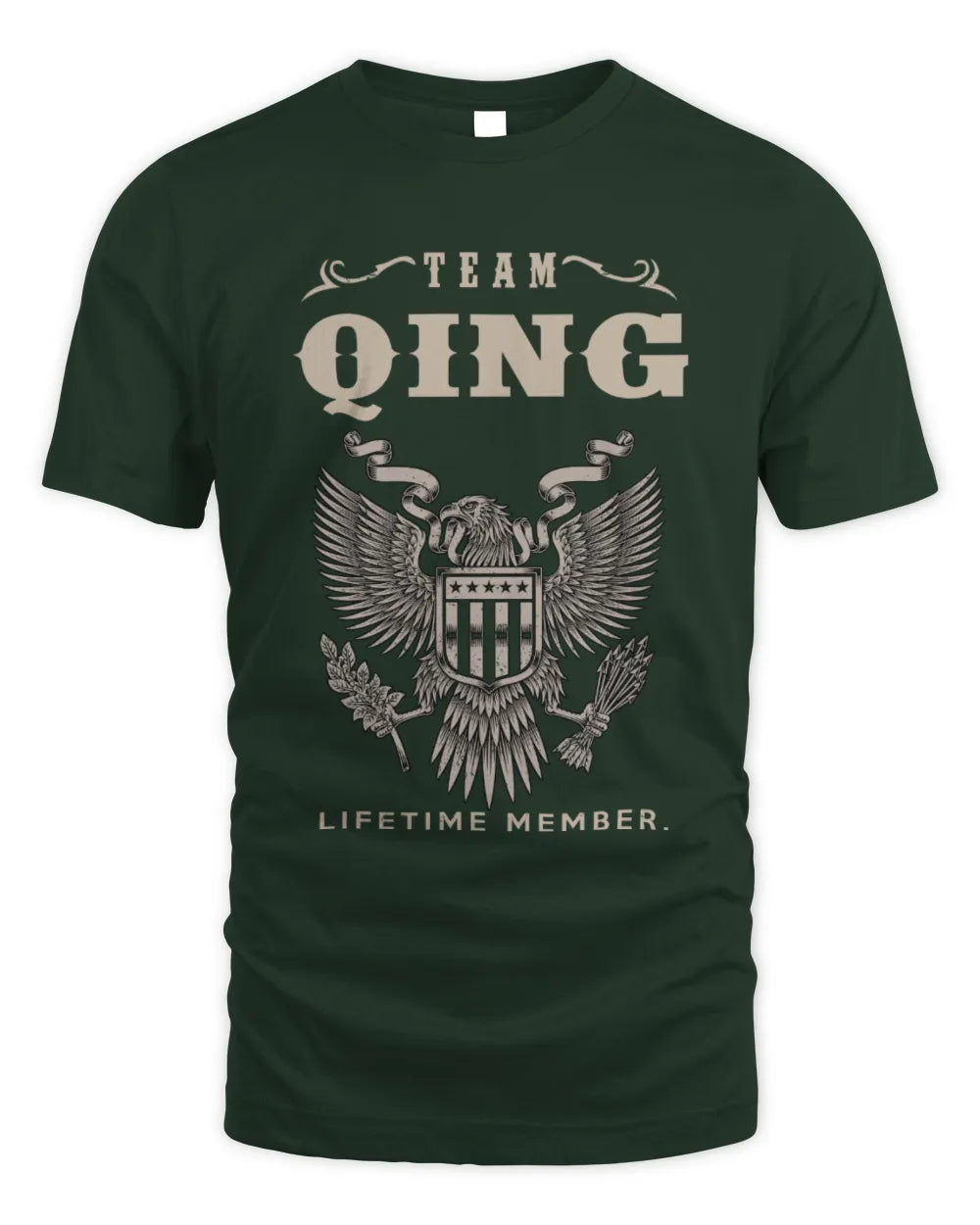 QING TP06-K82 – Personalized Classic Style Apparel “Team NAME Lifetime Member” - Unisex Standard T-Shirt - Forest Green