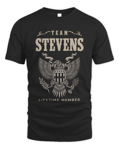 STEVENS TP06-K82 – Personalized Classic Style Apparel “Team NAME Lifetime Member” - Unisex Standard T-Shirt - Black