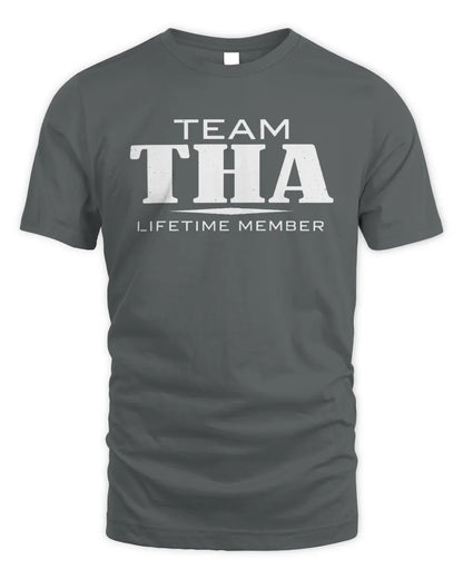 THA BL62-K4-128 - Personalized “Team NAME Lifetime Member” - Unisex Standard T-Shirt - Charcoal