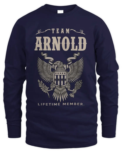 ARNOLD TP06-K82 – Personalized Classic Style Apparel “Team NAME Lifetime Member” - Men's Long Sleeved T-Shirt - Navy