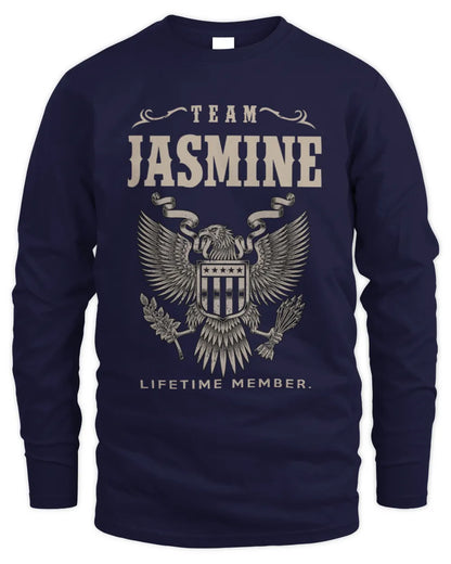 JASMINE TP06-K82 – Personalized Classic Style Apparel “Team NAME Lifetime Member” - Men's Long Sleeved T-Shirt - Navy