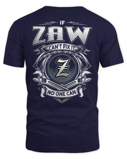 ZAW AP81-K4-626 - Personalized Ahmed Quote Apparel “If Ahmed Can't Fix It, No One Can” - Unisex Standard T-Shirt - Navy
