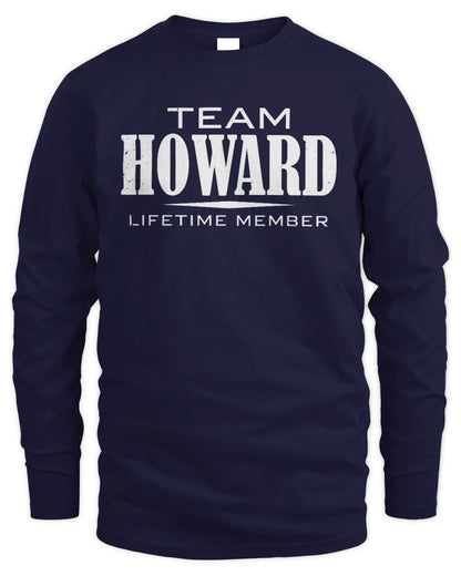 HOWARD BL62-K4-128 - Personalized “Team NAME Lifetime Member” - Men's Long Sleeved T-Shirt - Navy