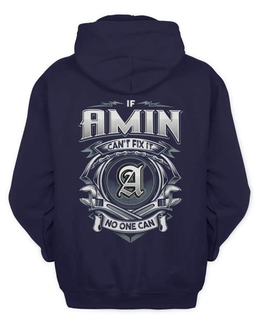 AMIN AP81-K4-626 - Personalized Ahmed Quote Apparel “If Ahmed Can't Fix It, No One Can” - Unisex Hoodie - Navy