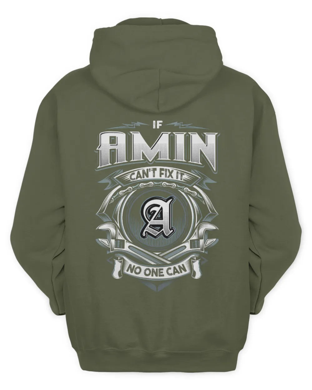 AMIN AP81-K4-626 - Personalized Ahmed Quote Apparel “If Ahmed Can't Fix It, No One Can” - Unisex Hoodie - Military Green