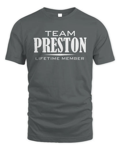 PRESTON BL62-K4-128 - Personalized “Team NAME Lifetime Member” - Unisex Standard T-Shirt - Charcoal