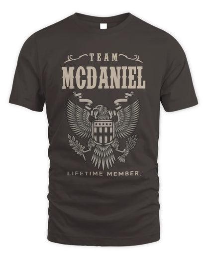 MCDANIEL TP06-K82 – Personalized Classic Style Apparel “Team NAME Lifetime Member” - Unisex Standard T-Shirt - Dark Chocolate
