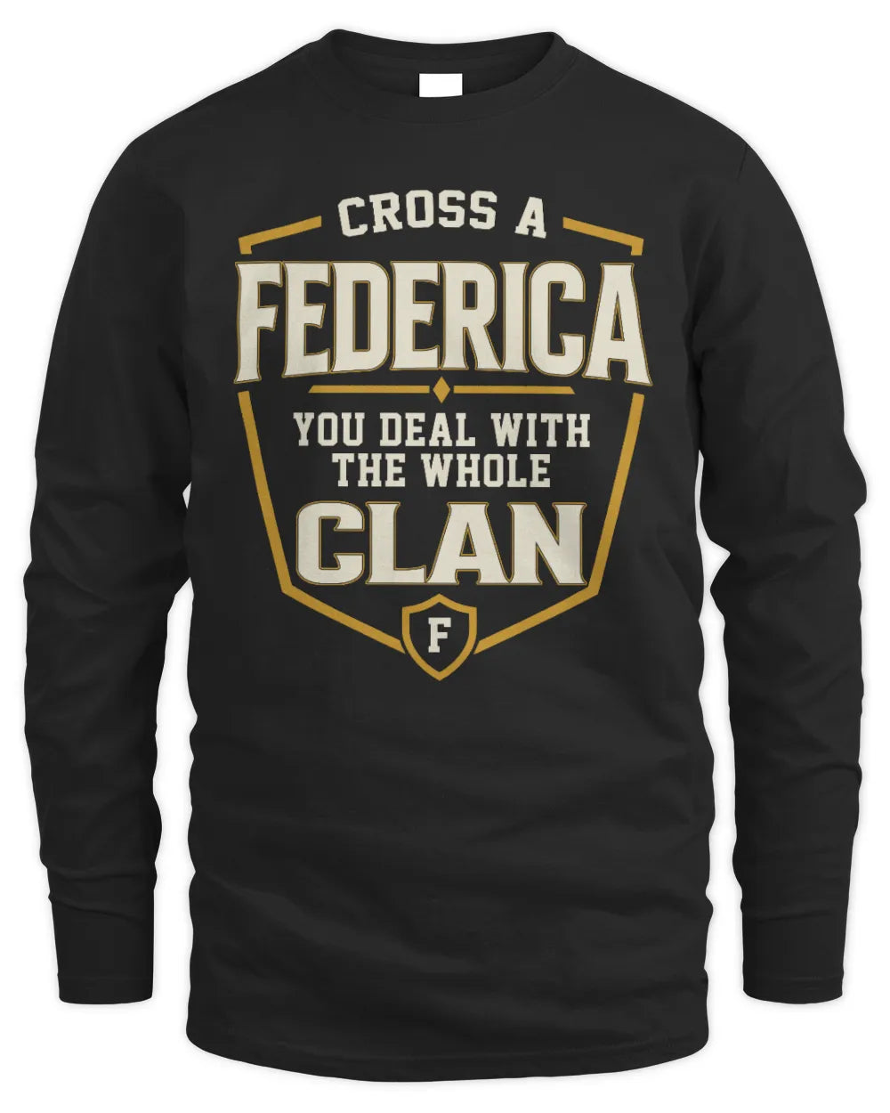 FEDERICA NT1-K008 Cross A/An NAME, You Deal With the Whole Clan | Personalized Vintage T-Shirt - Men's Long Sleeved T-Shirt - Black
