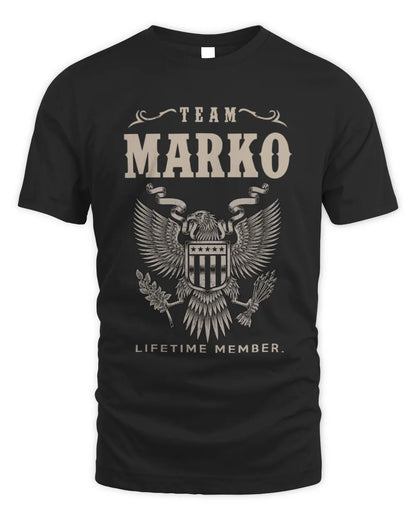 MARKO TP06-K82 – Personalized Classic Style Apparel “Team NAME Lifetime Member” - Unisex Standard T-Shirt - Black