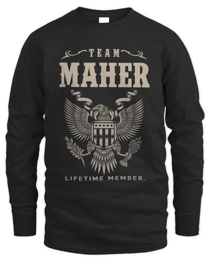 MAHER TP06-K82 – Personalized Classic Style Apparel “Team NAME Lifetime Member” - Men's Long Sleeved T-Shirt - Black