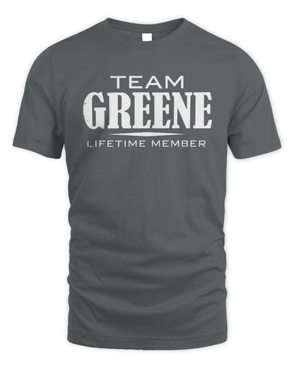 GREENE BL62-K4-128 - Personalized “Team NAME Lifetime Member” - Unisex Standard T-Shirt - Charcoal