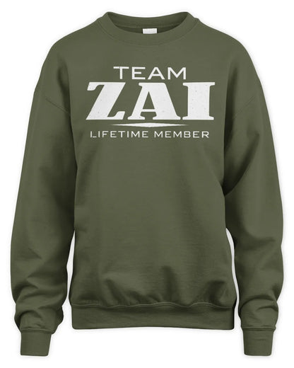 ZAI BL62-K4-128 - Personalized “Team NAME Lifetime Member” - Unisex Sweatshirt - Military Green