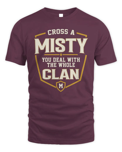 MISTY NT1-K008 Cross A/An NAME, You Deal With the Whole Clan | Personalized Vintage T-Shirt - Unisex Standard T-Shirt - Maroon